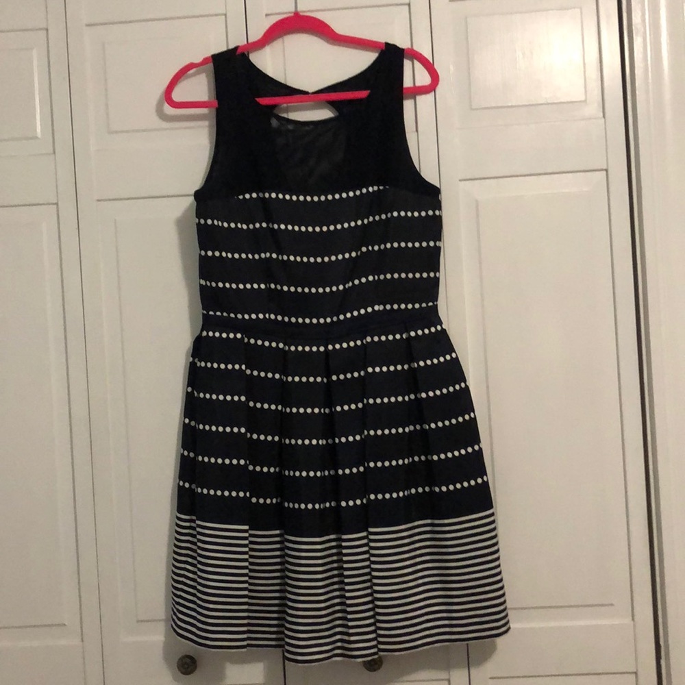 Taylor Fit and Flare Dress with Sheer Top